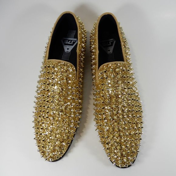 J75 BY JUMP Luxor Spike Studded Men\'s Slip-On Loafer Shoes Size 11 Gold NEW main image 4